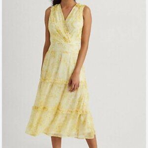 Ralph Lauren Black Label Georgette Dress Floral Tiered Resort Midi 10
